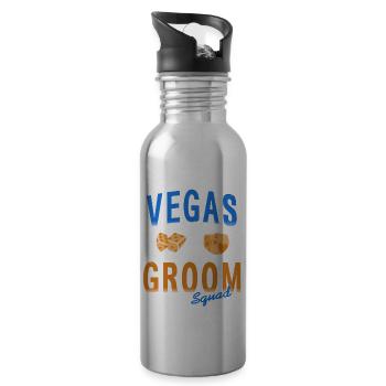 Cool Retro Vegas Groom Squad Vegas Wedding T-Shirt - Water bottle with straw - silver - Right
