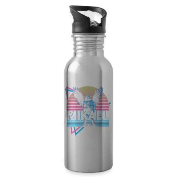 Mikael Archangel Retro - Water bottle with straw - silver - Right