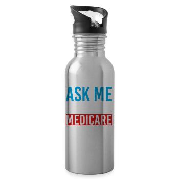 Ask Me About Medicare Versicherungsfachmann - Trinkflasche mit integriertem Trinkhalm - Lightsilver - Rechts