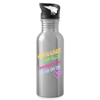 Wenn du glaubst ich bin alloa dann sprich mich an - Trinkflasche mit integriertem Trinkhalm - Lightsilver - Rechts