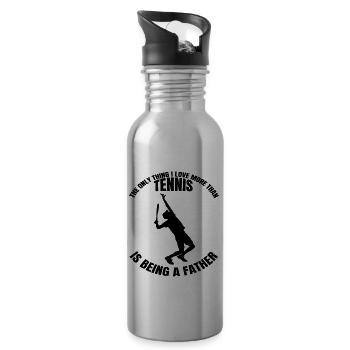 Tennis Père Papa Joueur de tennis Papa Raquette de tennis - Gourde avec paille intégrée - argent clair - Droite