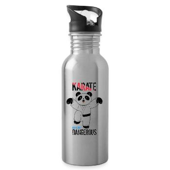 Niedlicher, aber gefährlicher Karate-Panda - Trinkflasche mit integriertem Trinkhalm - Lightsilver - Rechts