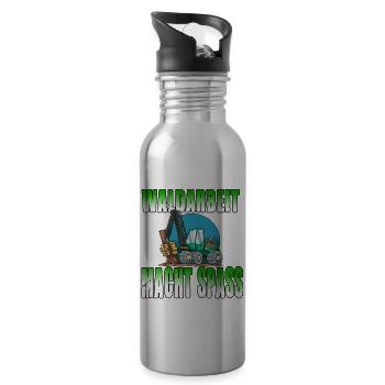 Waldarbeit macht Spass - Trinkflasche mit integriertem Trinkhalm - Lightsilver - Rechts