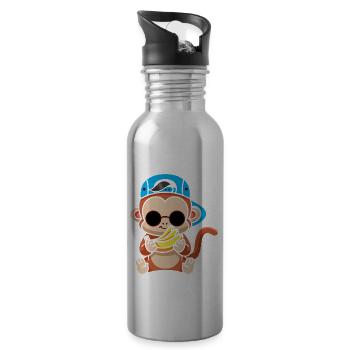 Just Freaking Love Monkeys And Bananas - Water bottle with straw - silver - Right