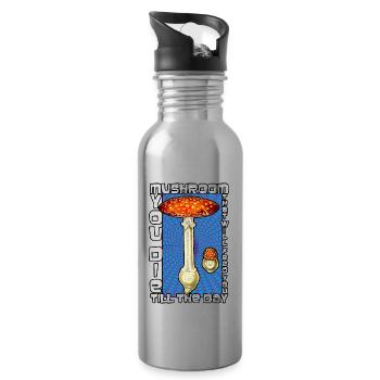 Amanita Muscaria Fly Agaric Mycology Psychedelic - Water bottle with straw - silver - Right