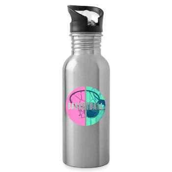 Basketball Basketballer Korb Dunking Sport Spieler - Trinkflasche mit integriertem Trinkhalm - Lightsilver - Rechts