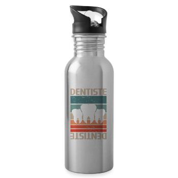 Vintage Retro Dentiste Dentisterie - Gourde avec paille intégrée - argent clair - Droite
