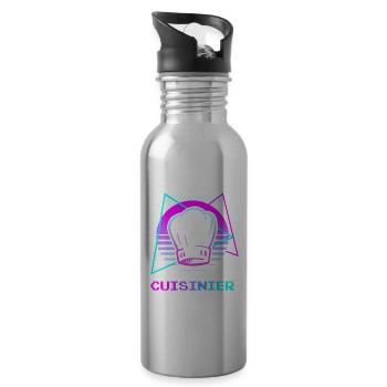 Retro Cuisinier Chef Cuisine - Gourde avec paille intégrée - argent clair - Droite