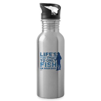 The Short Fish Weekends of Life Rod Fisher - Water bottle with straw - silver - Right