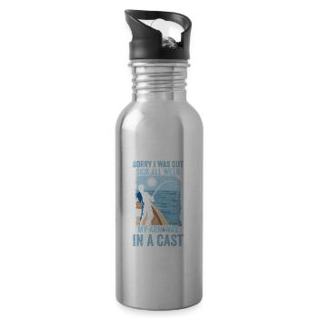 My arm was in a Cast Rod Fisher Fish - Water bottle with straw - silver - Right