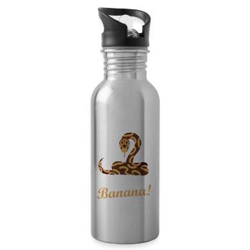 attention danger banana Design for a snakes joke - Trinkflasche mit integriertem Trinkhalm - Lightsilver - Rechts