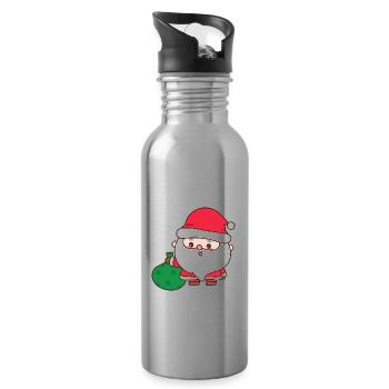 Joyeux Noël Drôle de Chemise de Noël - Gourde avec paille intégrée - argent clair - Droite