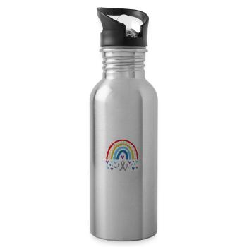 Dyslexia Therapy for Dyslexia Month - Water bottle with straw - silver - Right