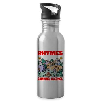 You Know What Rhymes With Camping, Alcohol - Water bottle with straw - silver - Right