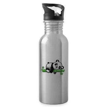 Je déteste les matins Mignon Panda Ours Pour Femmes Panda Lo - Gourde avec paille intégrée - argent clair - Droite