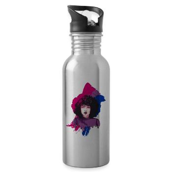 Afro Girl Bisexuell Flagge BI Schwarze Geschichte - Trinkflasche mit integriertem Trinkhalm - Lightsilver - Rechts