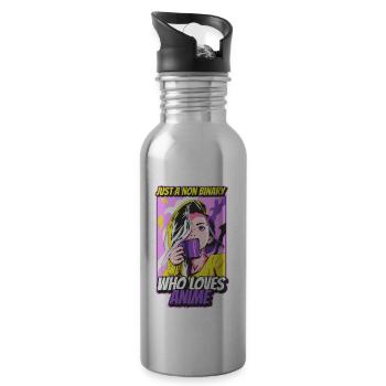 Lustiges nicht-binäres Anime-Mädchen Nur ein nicht - Trinkflasche mit integriertem Trinkhalm - Lightsilver - Rechts