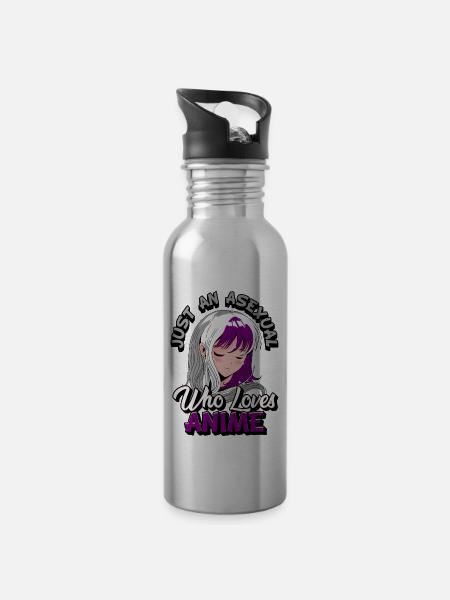 Asexuelles Anime-Mädchen Nur ein Asexueller, der A - Trinkflasche mit integriertem Trinkhalm - Lightsilver