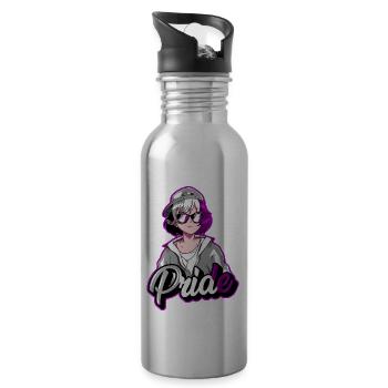 Asexual Pride Japonais Cool Anime Girl Asexu - Gourde avec paille intégrée - argent clair - Droite