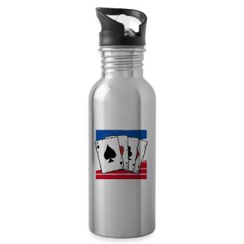 Je Bluff Ou Pas Poker Casino - Gourde avec paille intégrée - argent clair - Droite