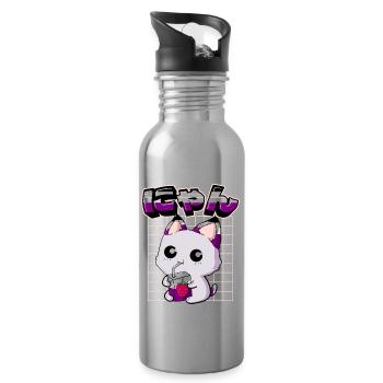 Asexuelle Stolz Kawaii Katze Erdbeermilch Asexuell - Trinkflasche mit integriertem Trinkhalm - Lightsilver - Rechts