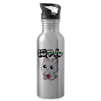 Demiromantischer Stolz Kawaii Katze Erdbeermilch - Trinkflasche mit integriertem Trinkhalm - Lightsilver - Rechts
