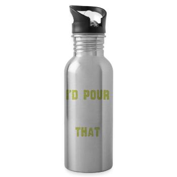 Concrete construction design for construction workers and construction site - Water bottle with straw - silver - Right