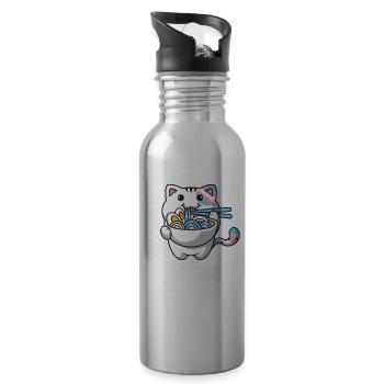 Transgender Stolz Kawaii Katze Ramen Nudeln Trans - Trinkflasche mit integriertem Trinkhalm - Lightsilver - Rechts