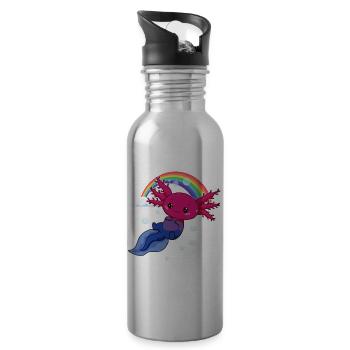 Bisexual Pride Bi Kawaii Axolotl Bisexual Flag - Gourde avec paille intégrée - argent clair - Droite