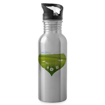 Bloomcore Esthétique Flowercore Heart Shape Cottagecor - Gourde avec paille intégrée - argent clair - Droite