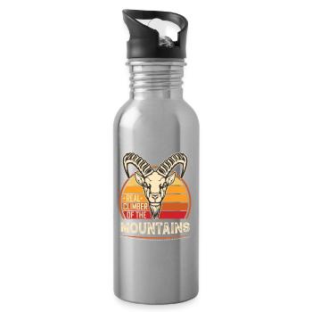 Steinbock Kletterer Ziege Berge - Trinkflasche mit integriertem Trinkhalm - Lightsilver - Rechts