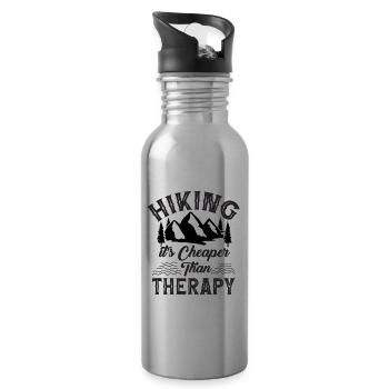 Wandern ist billiger als eine Therapie - Trinkflasche mit integriertem Trinkhalm - Lightsilver - Rechts