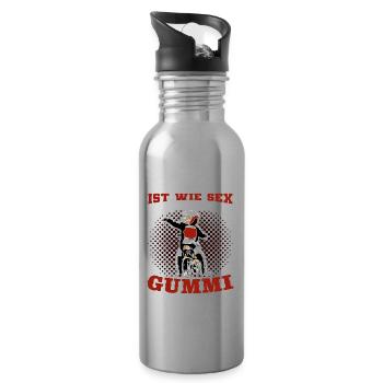 Motorradfahren Ist Wie Sex Dem Gummi Vertrauen - Trinkflasche mit integriertem Trinkhalm - Lightsilver - Rechts
