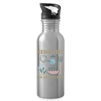 Gärtner Spruch Keine Zeit Der Garten Ruft - Trinkflasche mit integriertem Trinkhalm - Lightsilver - Rechts