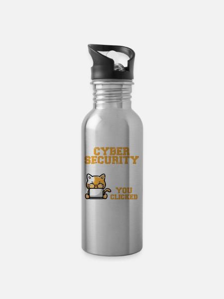 Cybersecurity Cyber Security MFA Hacker Pentester - Water bottle with straw - silver