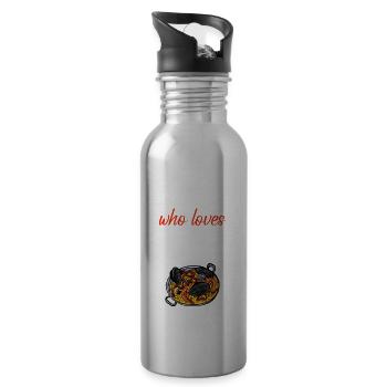Just A Boy Who Loves Paella 4 - Trinkflasche mit integriertem Trinkhalm - Lightsilver - Rechts