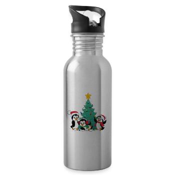 Joyeux Noël Drôle de Chemise de Noël - Gourde avec paille intégrée - argent clair - Droite