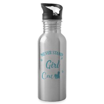Never Stand Between a Girl and her Persian Cat - Water bottle with straw - silver - Right