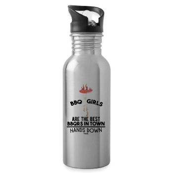 Frauen grillen besser als Männer - Trinkflasche mit integriertem Trinkhalm - Lightsilver - Rechts