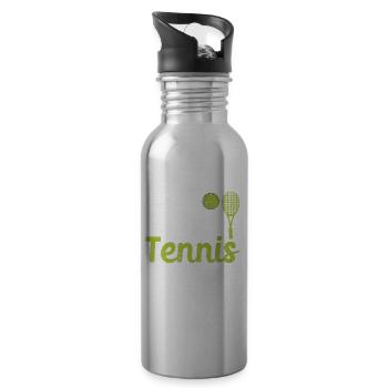 Manger du tennis endormi Répéter des sports amusants - Gourde avec paille intégrée - argent clair - Droite