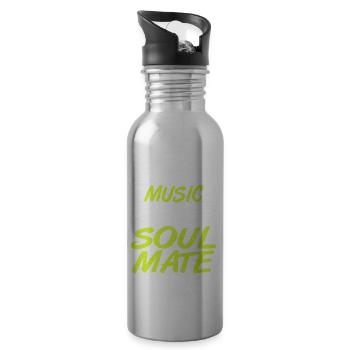 Music Is My Soulmate Retro Music Lover Designs - Trinkflasche mit integriertem Trinkhalm - Lightsilver - Rechts