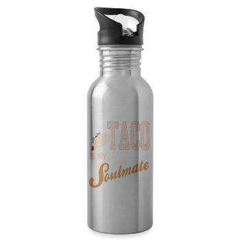 Taco Is My Soulmate Retro Taco Lover Designs - Trinkflasche mit integriertem Trinkhalm - Lightsilver - Rechts