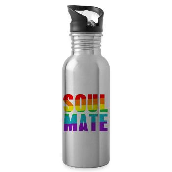 J’aime mon âme sœur Designs rétro cool - Gourde avec paille intégrée - argent clair - Droite