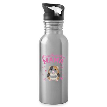 Meerschweinchen Mama Lustiges Geschenk Meerschwein - Trinkflasche mit integriertem Trinkhalm - Lightsilver - Rechts