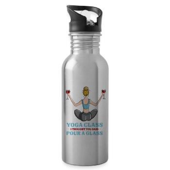 Amusing Yoga Class I Thought You Said Pour A Glass - Trinkflasche mit integriertem Trinkhalm - Lightsilver - Rechts