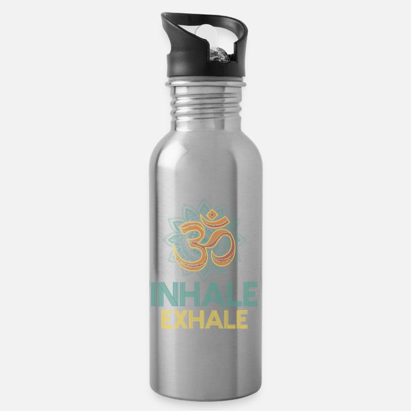 Devanagari Inhale Exhale Namaste Greetings Classic - Trinkflasche mit integriertem Trinkhalm - Lightsilver