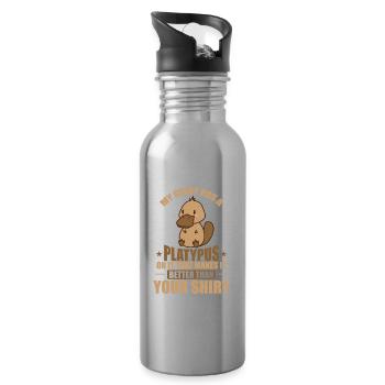 My Tee has a Platypus on it Schnabeltier - Trinkflasche mit integriertem Trinkhalm - Lightsilver - Rechts