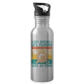 Lustiges Goldwaschen 50% Schürfen 50% Wühlen 100% - Trinkflasche mit integriertem Trinkhalm - Lightsilver - Rechts