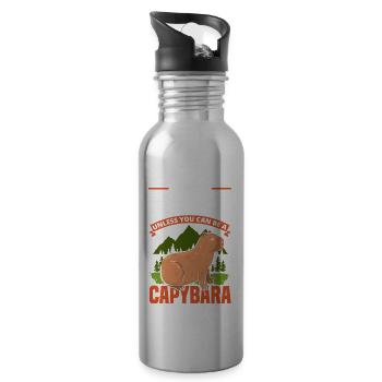 Capybara Rodent Funny Quote - Water bottle with straw - silver - Right