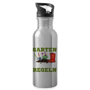 Hobbygärtner Gartenarbeit Mein Garten Meine - Trinkflasche mit integriertem Trinkhalm - Lightsilver - Rechts
